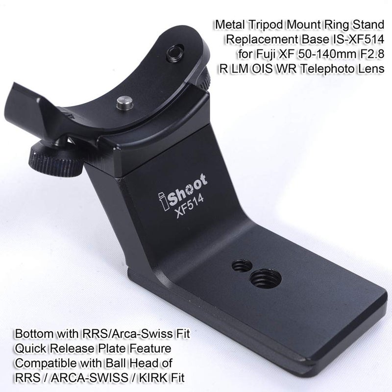 iShoot Metal Tripod Mount Ring Camera Lens Replacement Foot Lens Collar Base Support Adapter Stand for Fuji XF 50-140mm F2.8 R LM OIS WR Telephoto Lens with Arca-Swiss Type Quick Release Plate - Image 3